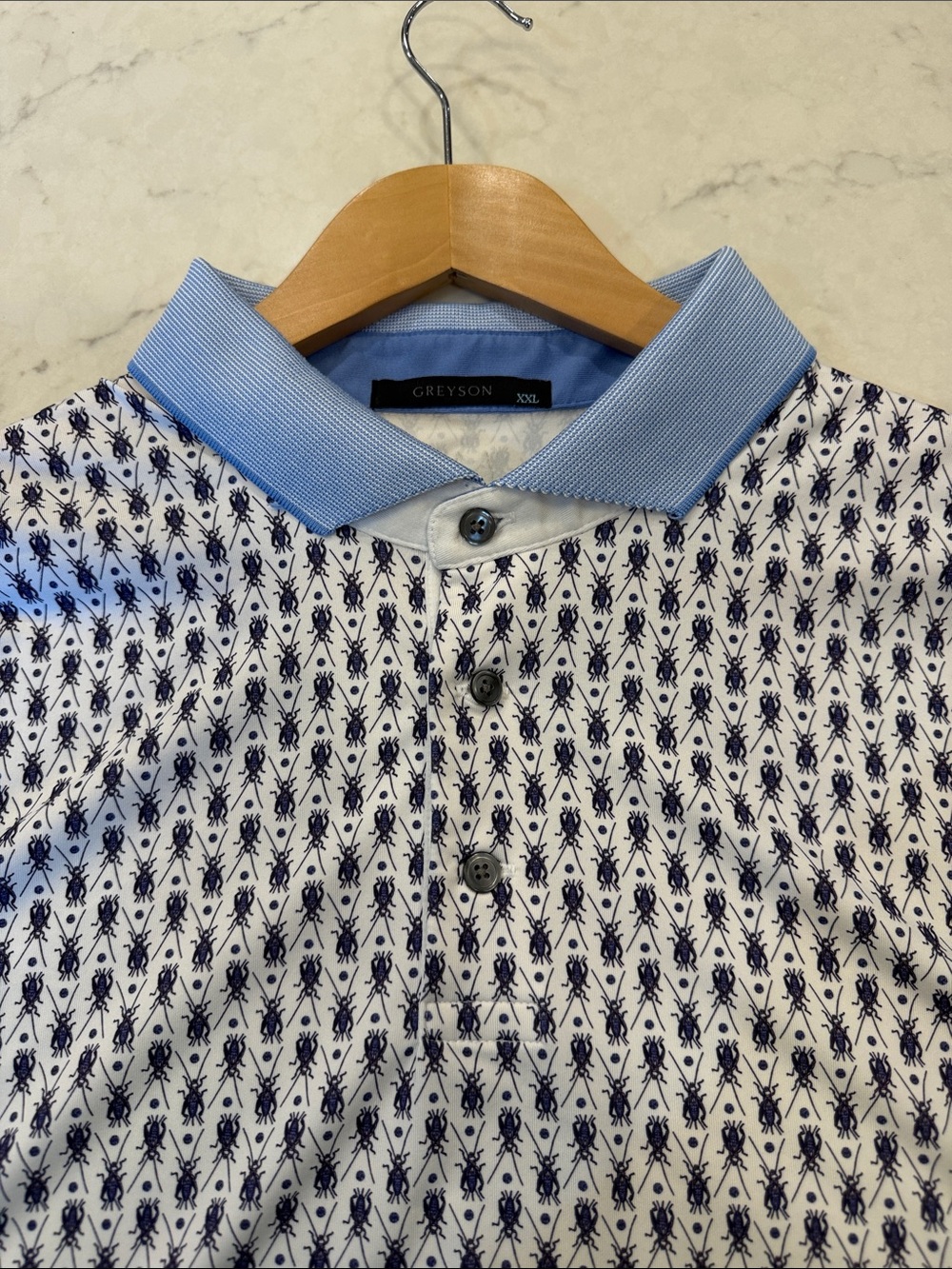 Greyson Blue & White Micro-Pattern‎ Polo